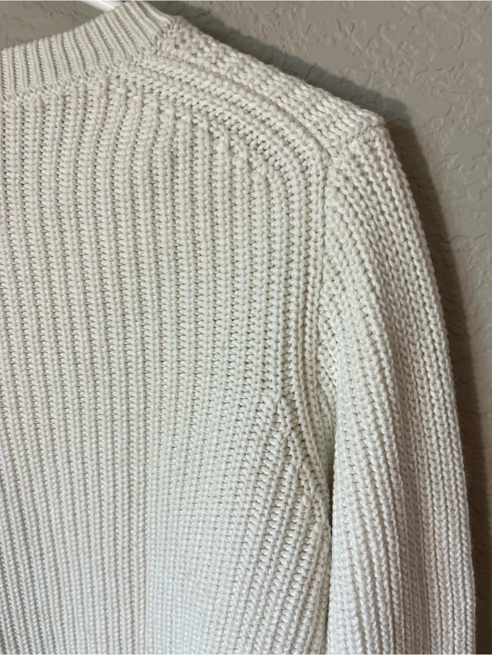 J.Crew M Ivory Cotton Cashmere Ribbed Crewneck Sweater Quiet Luxury Fall Winter